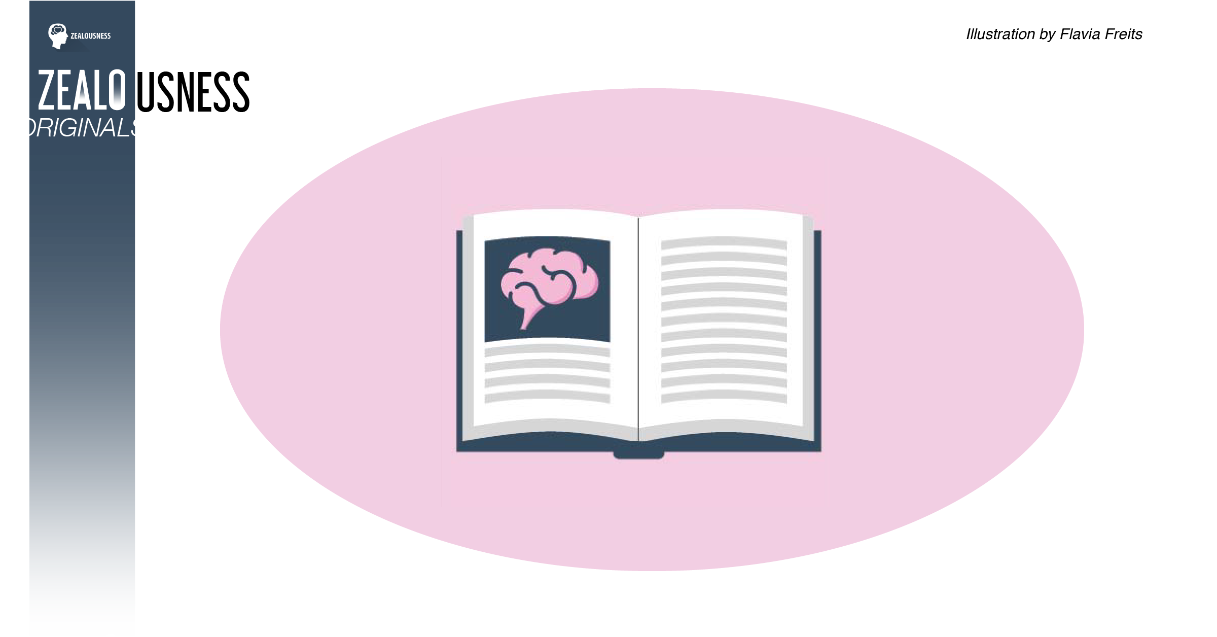 A book with an image of a brain on a pink background.