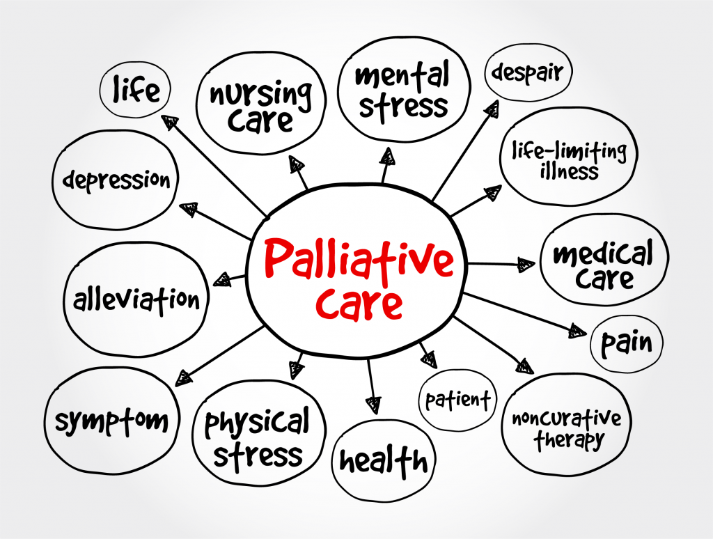 Palliative care mind map, health concept for presentations and reports.