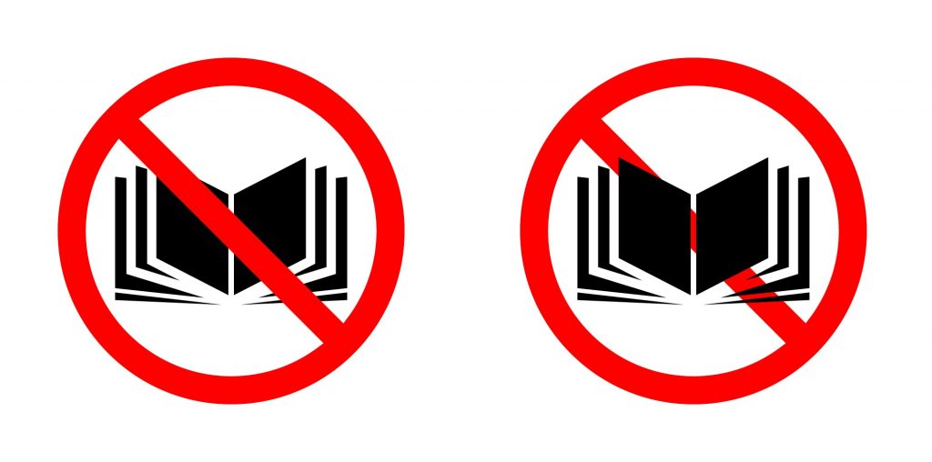 No book icons set. Vector illustration. Reading of books is prohibited