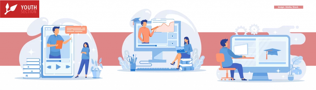 vector depicting online tutoring or learning concepts