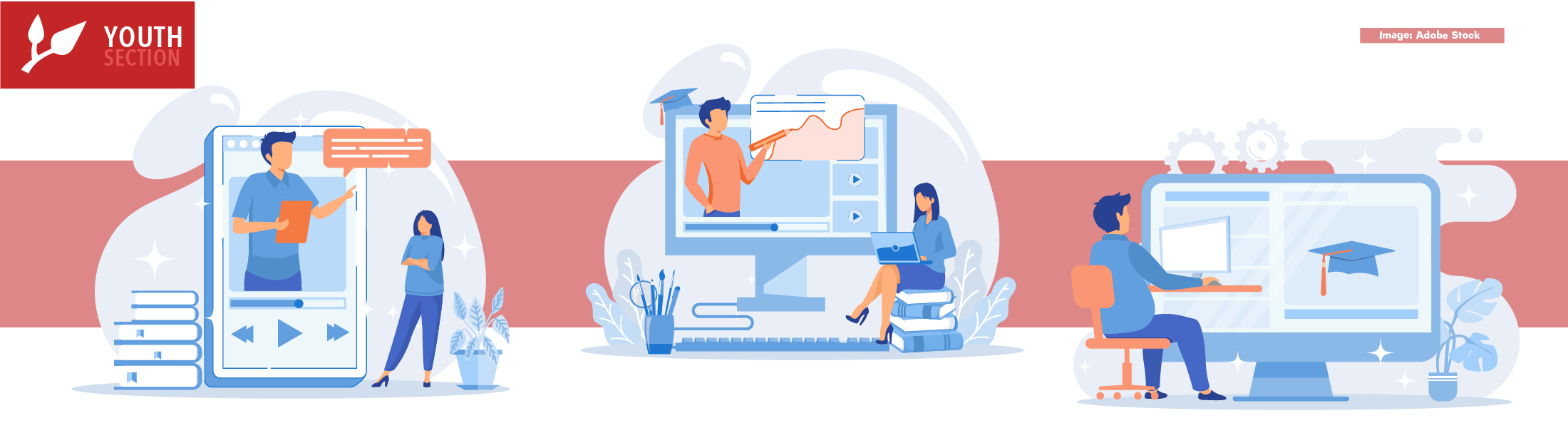 vector depicting online tutoring or learning concepts
