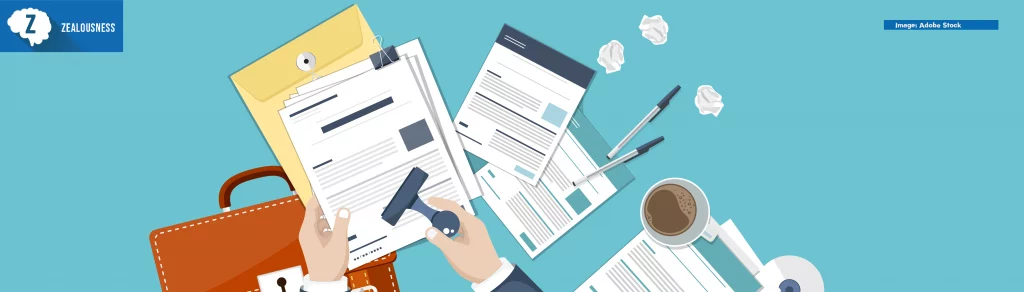 vector of immigration work permit documents on the desk