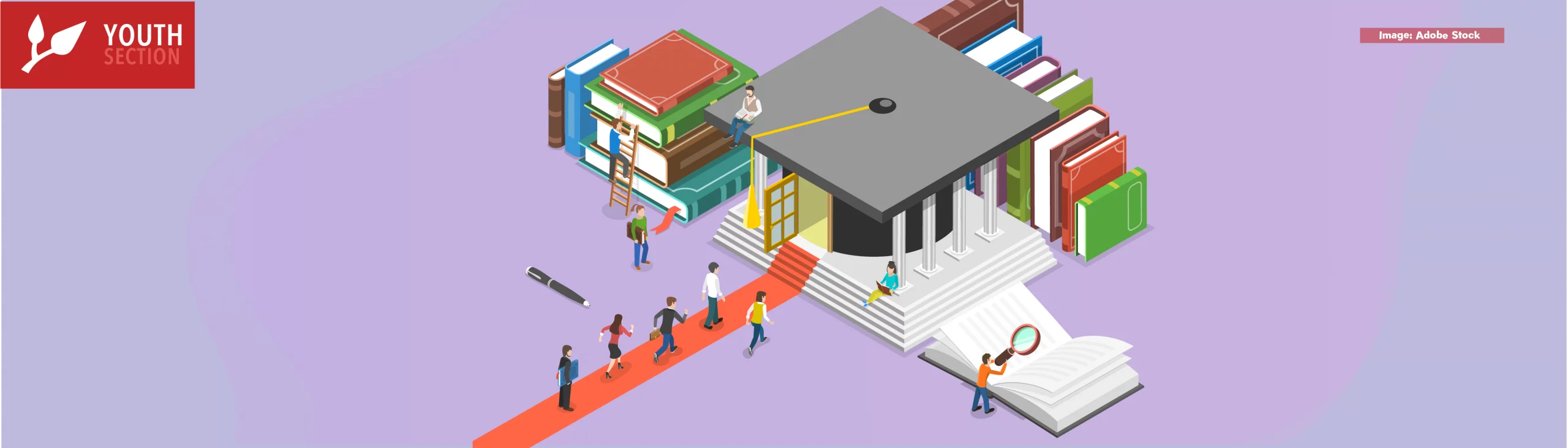 3D Isometric Flat Vector Conceptual Illustration of Higher Education, College Education Study Process