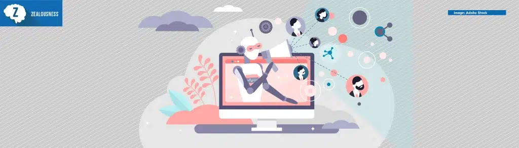 Marketing automation AI bot concept vector illustration