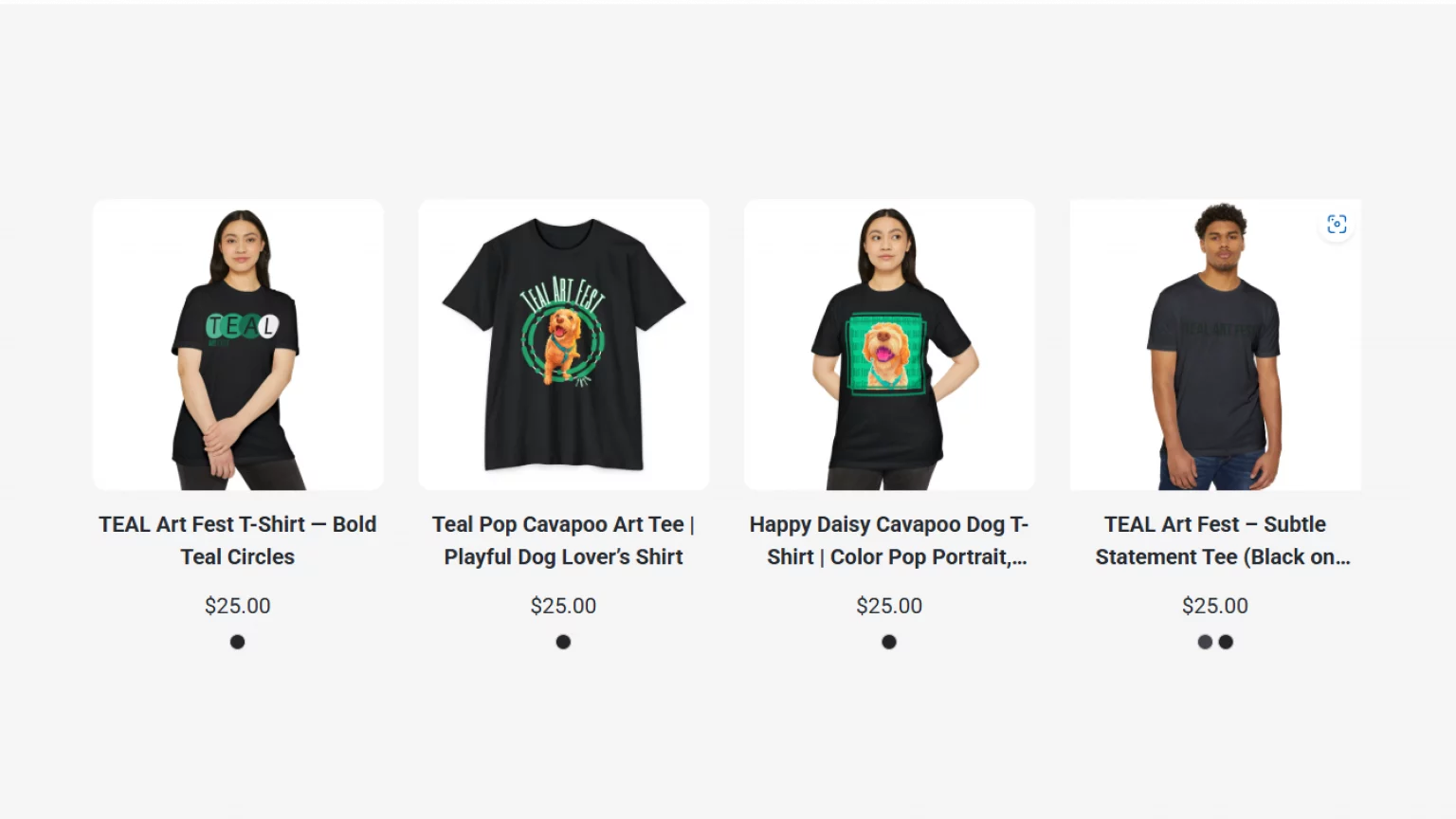 image features four T-shirt designs from iN Education online store